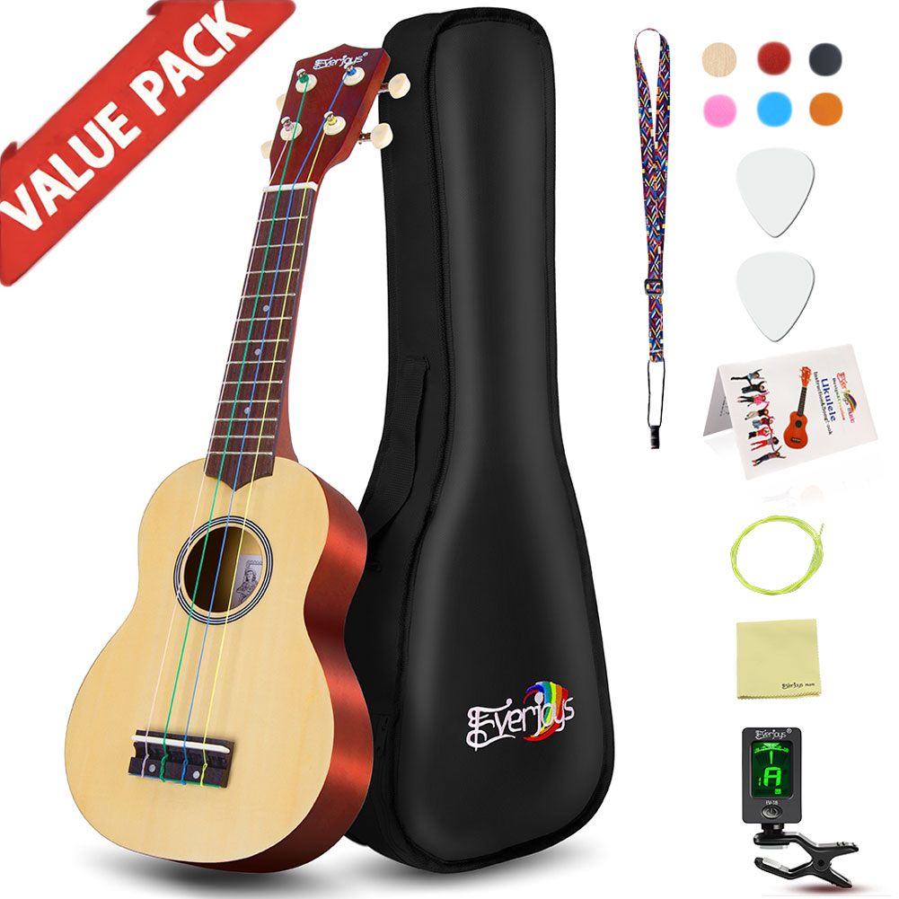 Soprano Ukulele Beginner Pack-21 Inch w/ Gig Bag Songbook Digital Tuner